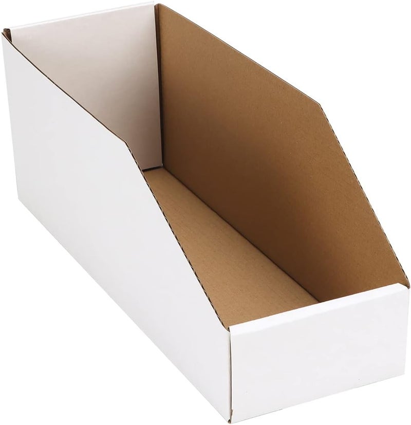 EXYGLO Cardboard Boxes, Pack of 35 Corrugated Storage Bins 12x4x4.5inch Pantry Organizer Bins for Shelves Garage Office Organization - Image 1